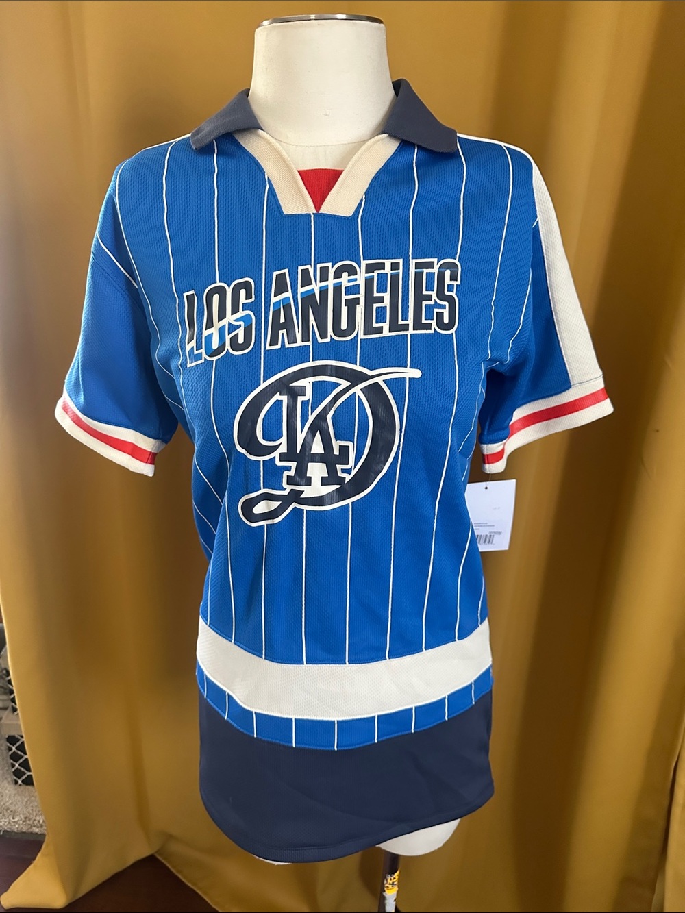 Dodgers Genuine Merchandise Royal Blue Pinstripe Youth Jersey with Red Accent